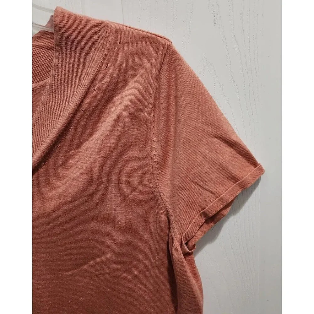 Vintage Talbots Women's Short Sleeve V Neck Knit‎ Sweater Top Silk Blend Size LP
